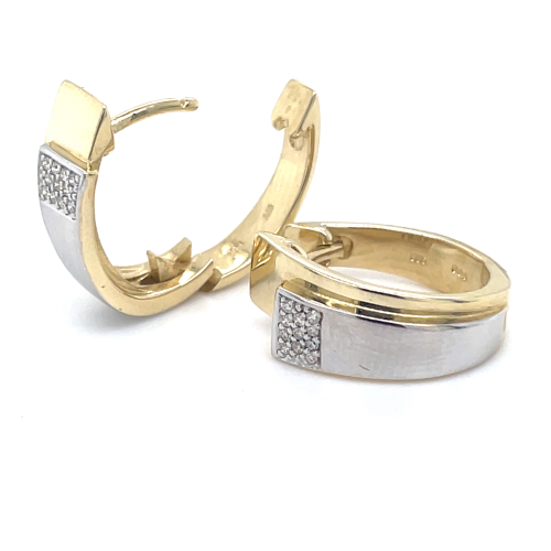 gouden oorrringen in wit en geel goud met diamant - 58637 gouden oorrringen in wit en geel goud met diamant - 58637