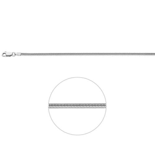 Zilver gerhodineerd ketting slang 50cm 2mm - 600082