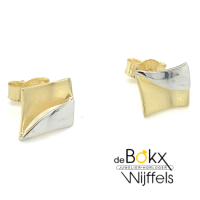 Gouden oorknoppen wit en geel goud - 600121 Gouden oorknoppen wit en geel goud - 600121