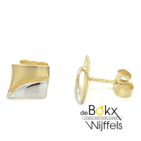 Gouden oorknoppen wit en geel goud - 600121 Gouden oorknoppen wit en geel goud - 600121