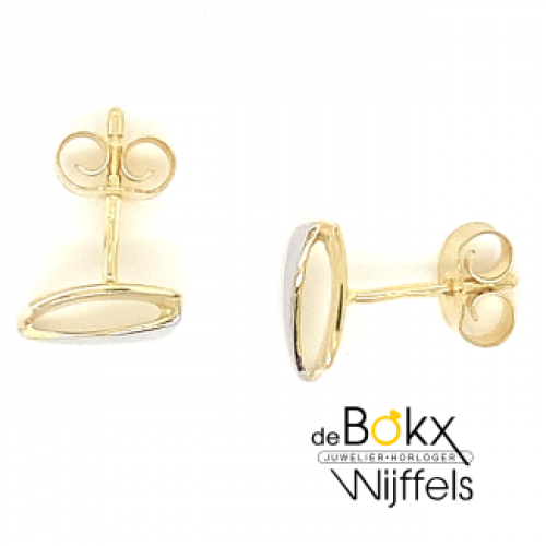 Gouden oorknoppen wit en geel goud - 600121 Gouden oorknoppen wit en geel goud - 600121
