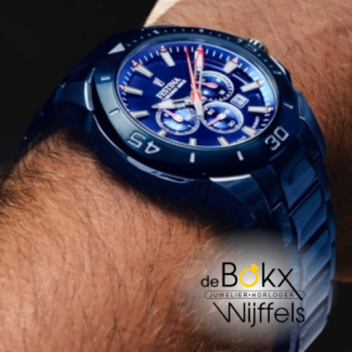 Festina heren horloge blauw met chronograaf F20643-1 - 600136