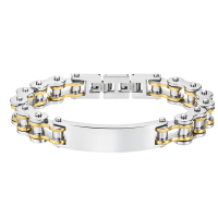 schakelarmband  fietsketting staal met graveer plaat staal - 600145