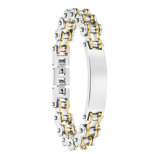 schakelarmband  fietsketting staal met graveer plaat staal - 600145