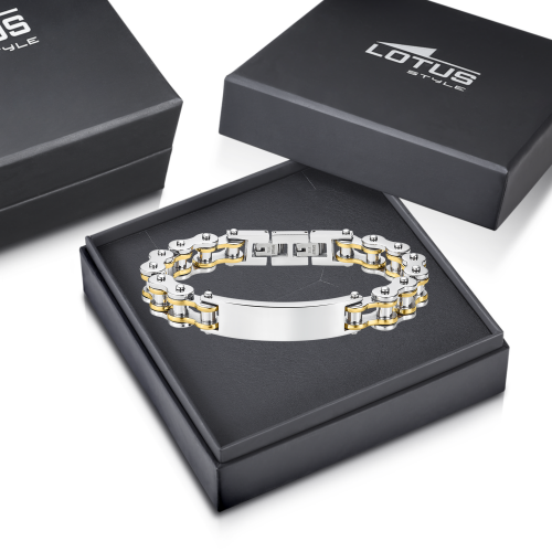 schakelarmband  fietsketting staal met graveer plaat staal - 600145