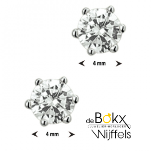 zilveren oorbellen met zirkonia 4mm - 600154 zilveren oorbellen met zirkonia 4mm - 600154