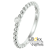Aanschuifring bolletjes met zirkonia maat 50 zilver - 600164 Aanschuifring bolletjes met zirkonia maat 50 zilver - 600164