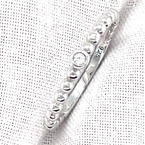 Aanschuifring bolletjes met zirkonia maat 50 zilver - 600164