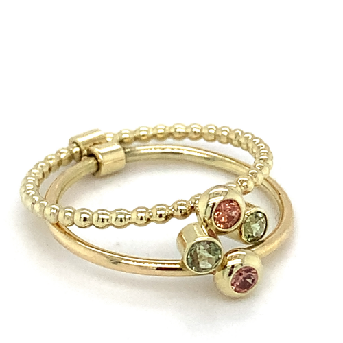 gouden ring met oranje saffier en een groene perido maat 52 - 600166 gouden ring met oranje saffier en een groene perido maat 52 - 600166