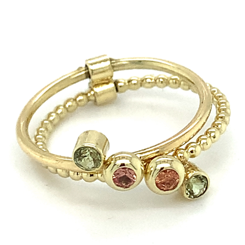 gouden ring met oranje saffier en een groene perido maat 52 - 600166 gouden ring met oranje saffier en een groene perido maat 52 - 600166