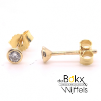 Geelgoud oorknoppen met diamant 0.15ct - 600188 Geelgoud oorknoppen met diamant 0.15ct - 600188