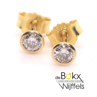 Geelgoud oorknoppen met diamant 0.20ct - 600189 Geelgoud oorknoppen met diamant 0.20ct - 600189