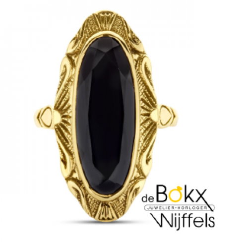 vintage gouden ring met onyx maat 54 - 600200