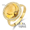 geel gouden ring met citrien en diamant maat 54 - 600201 geel gouden ring met citrien en diamant maat 54 - 600201