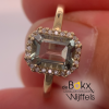 gouden ring met diamant en groene amethist maat 54 - 600204