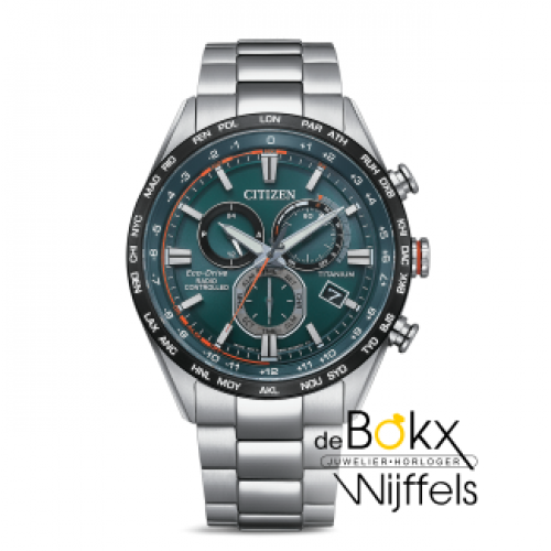 heren citizen radio controlled horloge CB5946-82X met groene wijzerplaat - 600214