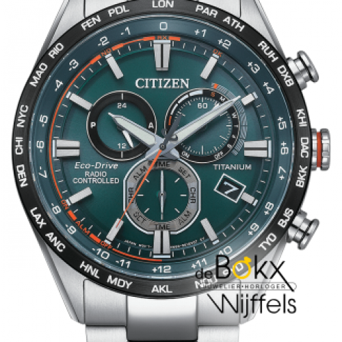 heren citizen radio controlled horloge CB5946-82X met groene wijzerplaat - 600214