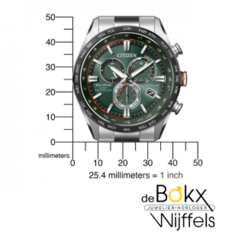heren citizen radio controlled horloge CB5946-82X met groene wijzerplaat - 600214