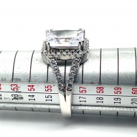 zilveren ring maat 56 met veel zirkonia steentjes - 600221