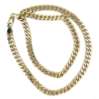 Gouden gourmette ketting zilgold 4-zijdes geslepen 50cm lang 6,5 mm breed - 600242