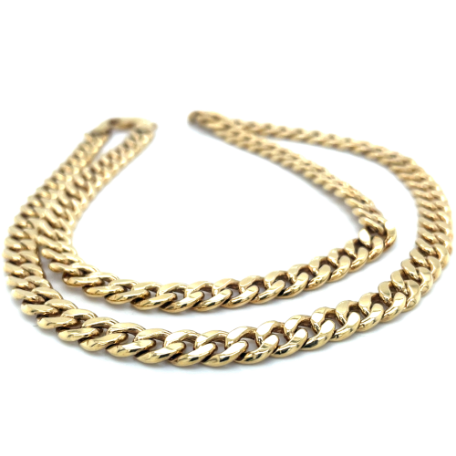Gouden gourmette ketting zilgold 4-zijdes geslepen 50cm lang 6,5 mm breed - 600242