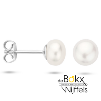 oorknoppen parel met zilver 7.5mm - 600244 oorknoppen parel met zilver 7.5mm - 600244