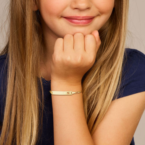 9k goud graveerarmband hart 11-13 plaat 4,0 mm - 600249
