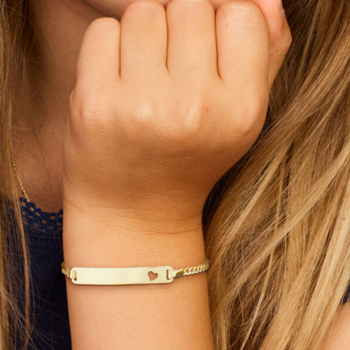 9k goud graveerarmband gourmet 11-13cm met een hartje in het plaatje - 600250