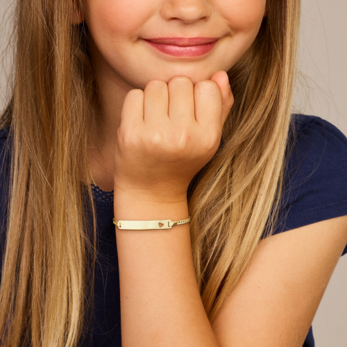 9k goud graveerarmband gourmet 11-13cm met een hartje in het plaatje - 600250