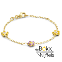 Geel gouden armband met bloemen 11 - 13 cm - 600252 Geel gouden armband met bloemen 11 - 13 cm - 600252