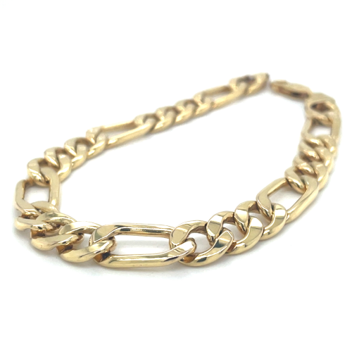 armband met figaro schakel 21cm goud met zilveren kern ' Zilgold" - 600255