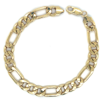 armband met figaro schakel 21cm goud met zilveren kern ' Zilgold" - 600255