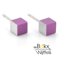 Clic by suzanne oorstekers paars mini kubus O28P - 600272 Clic by suzanne oorstekers paars mini kubus O28P - 600272