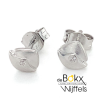 zilveren oorknoppen kleine vierkantjes met zirkonia - 600313