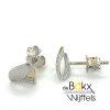 Zilveren oorknoppen met goud en zirkonia steentjes - 600316
