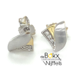 Zilveren oorknoppen met goud en zirkonia steentjes - 600316