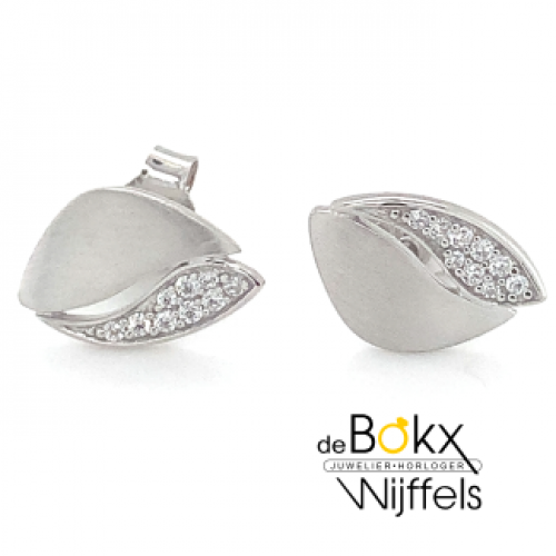 Oorknoppen zilver met veel zirkonia steentjes - 600318 Oorknoppen zilver met veel zirkonia steentjes - 600318