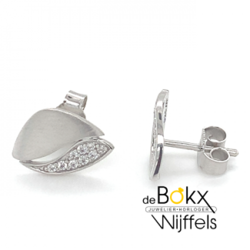Oorknoppen zilver met veel zirkonia steentjes - 600318 Oorknoppen zilver met veel zirkonia steentjes - 600318