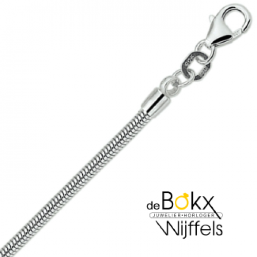 ketting in zilver met een slang schakel rond 2,0 mm 45cm - 600326 ketting in zilver met een slang schakel rond 2,0 mm 45cm - 600326