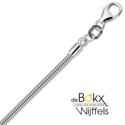 ketting in zilver met een slang schakel rond 2,0 mm 45cm - 600326