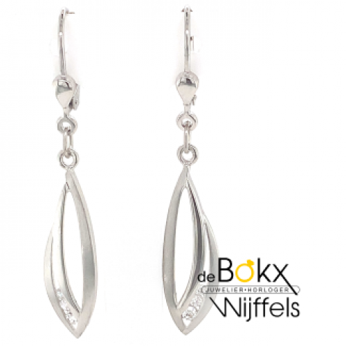 oorhangers met haken zilver met zirkonia 44mm - 600342 oorhangers met haken zilver met zirkonia 44mm - 600342