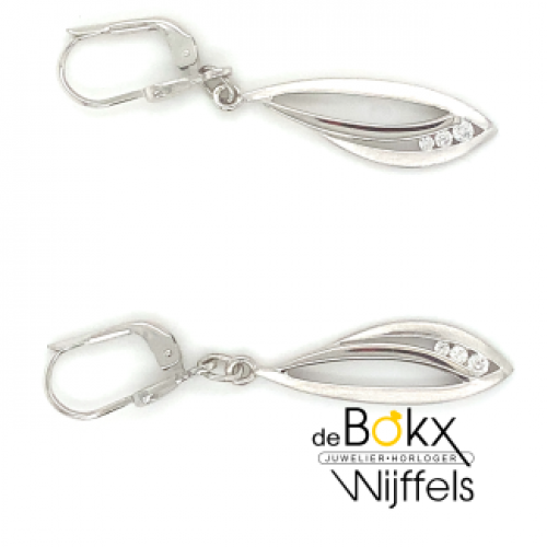 oorhangers met haken zilver met zirkonia 44mm - 600342 oorhangers met haken zilver met zirkonia 44mm - 600342