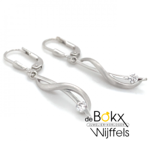 oorhangers met haken zilver met zirkonia 38mm - 600343 oorhangers met haken zilver met zirkonia 38mm - 600343