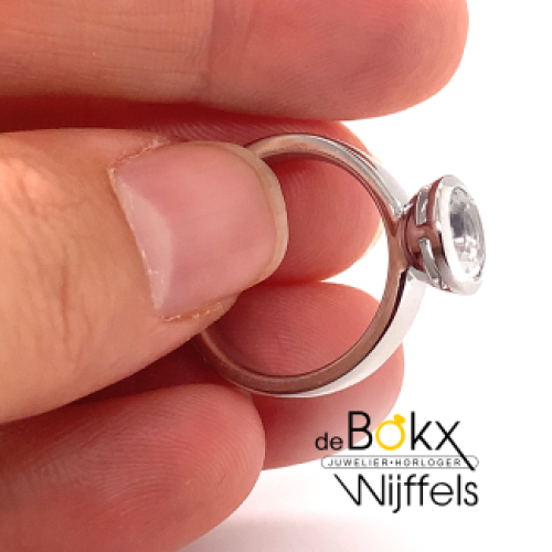 Ring met witte topaas in zilver met glanzend oppervlak maat 52 - 600361 Ring met witte topaas in zilver met glanzend oppervlak maat 52 - 600361