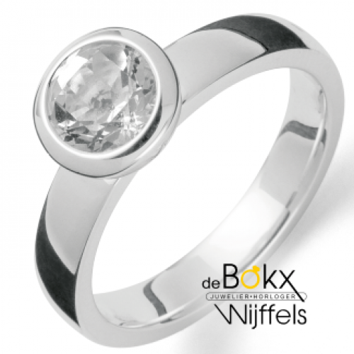 Ring met witte topaas in zilver met glanzend oppervlak maat 52 - 600361 Ring met witte topaas in zilver met glanzend oppervlak maat 52 - 600361