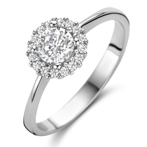 halo ring in zilver met zirkonia maat 56 - 600371
