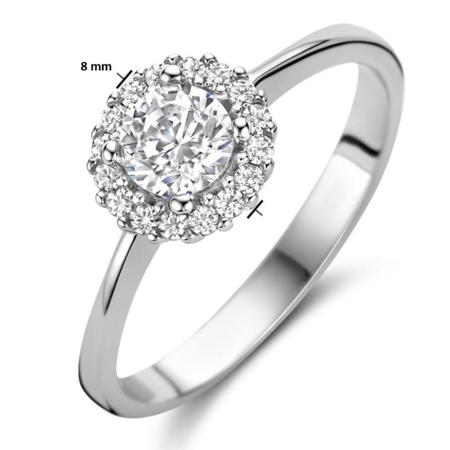 halo ring in zilver met zirkonia maat 56 - 600371
