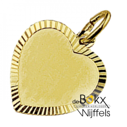 graveerhartje goud mat gediamanteerd 13mm - 600379 graveerhartje goud mat gediamanteerd 13mm - 600379
