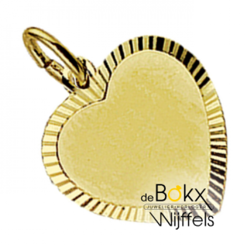 graveerhartje goud mat gediamanteerd 13mm - 600379 graveerhartje goud mat gediamanteerd 13mm - 600379