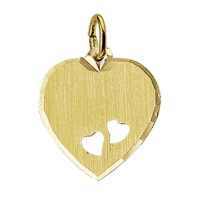 gouden graveerhartje mat gediamanteerd - 600380